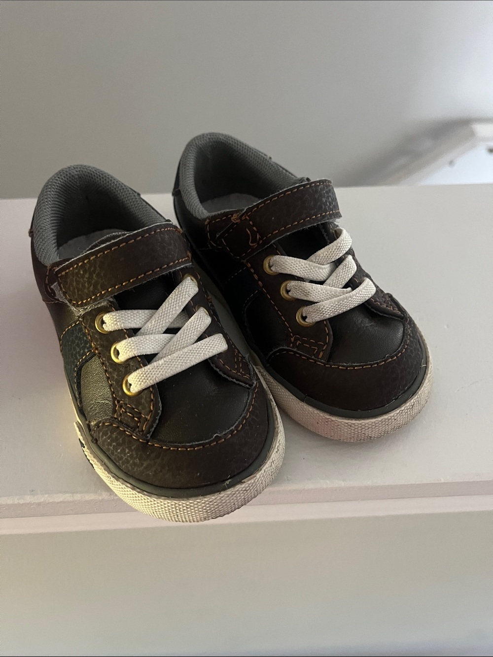 Toddler Brown Velcro & Lace Casual Shoes